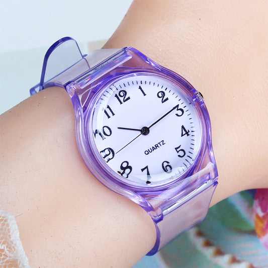 The New Transparent Color Plastic Strap Dial Fashion Trend Watch