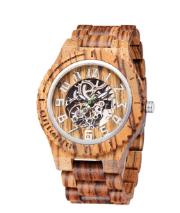 Wooden watch with logo engraved wooden box