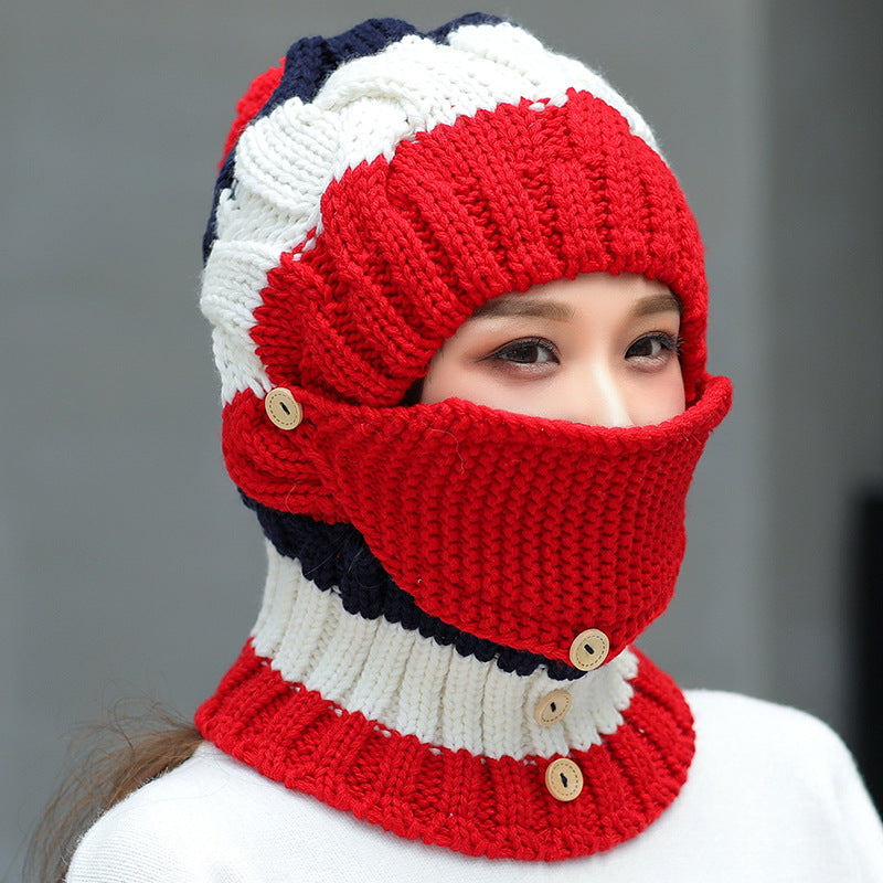 Ymsaid Fashion Winter Hat Thickened Cotton Women's Hat Warm PomPoms Hats For Women Girl Knitted Beanies Female Skiing Cap