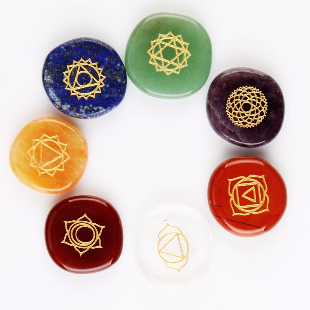 7 Chakras Natural Pocket Palm Stones