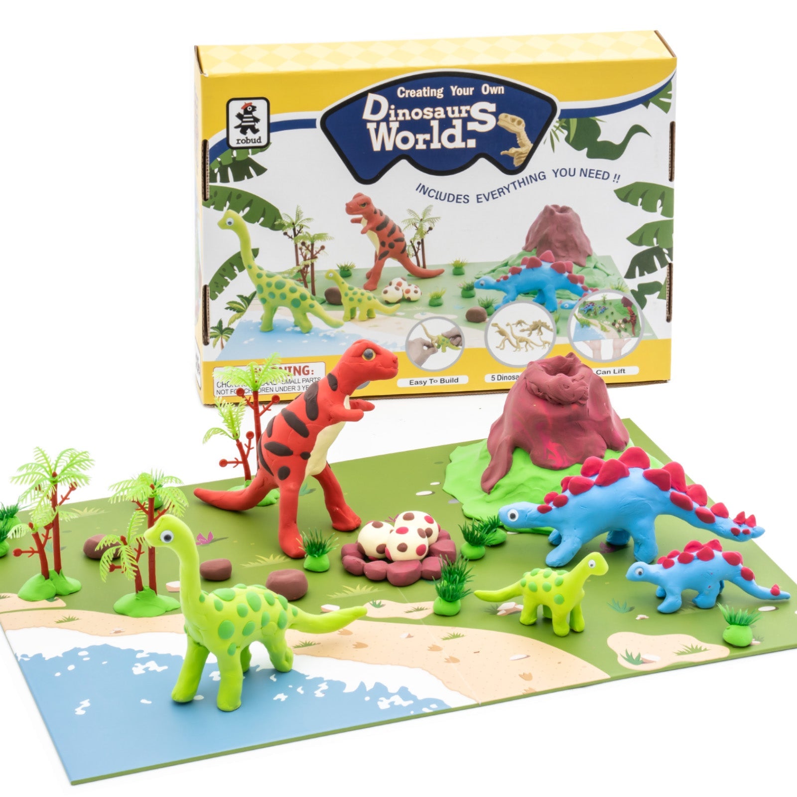 Robotime Robud Dinosaur Air Dry Clay Kit Easy to Modeling/Shape Super Soft Non-stick Wonderful Activity For Children Kids Gifts