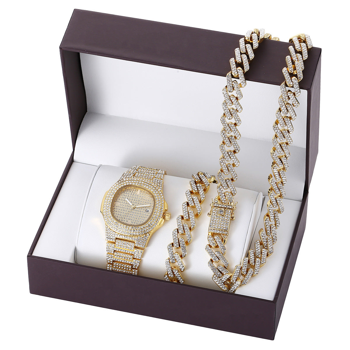 Diamond steel band quartz watch  bracelet set