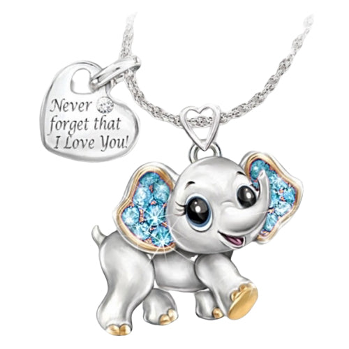 Blue Cute Elephant Women Necklace