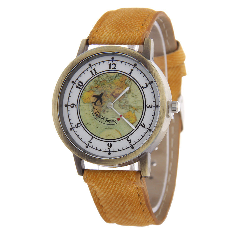 Airplane second hand canvas strap watch