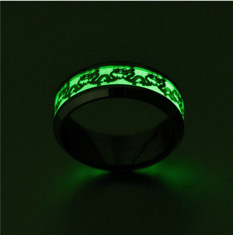 Chinese national dragon pattern blue ring fluorescent ring male