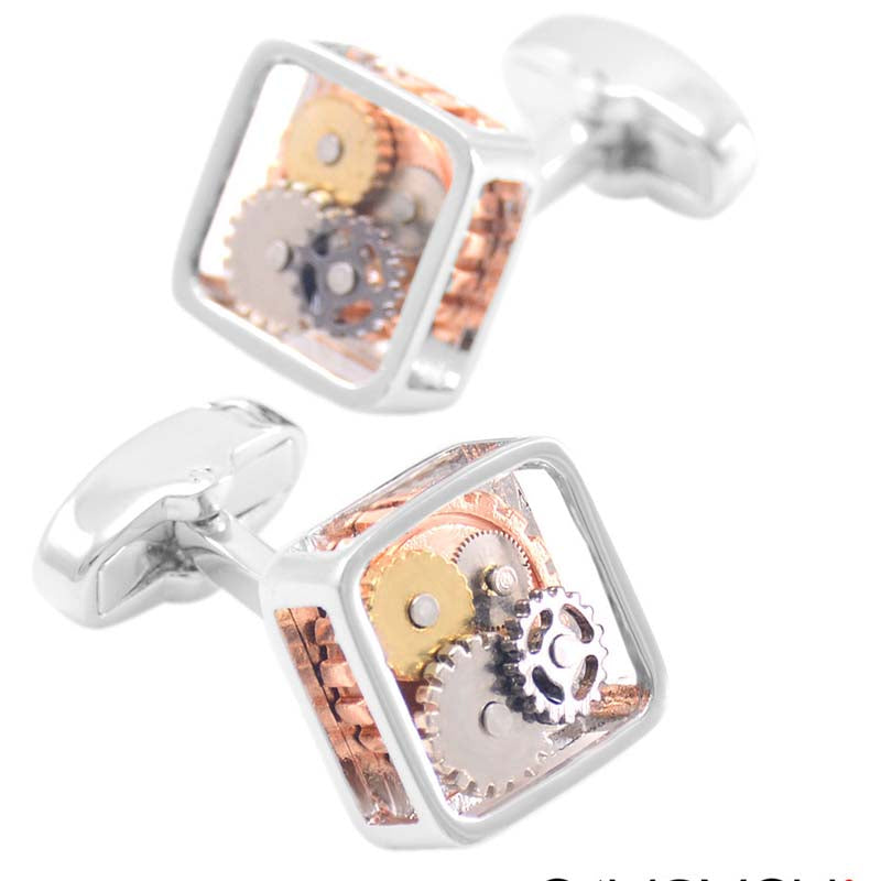 Men's mechanical gear cufflinks jewelry cuff nails