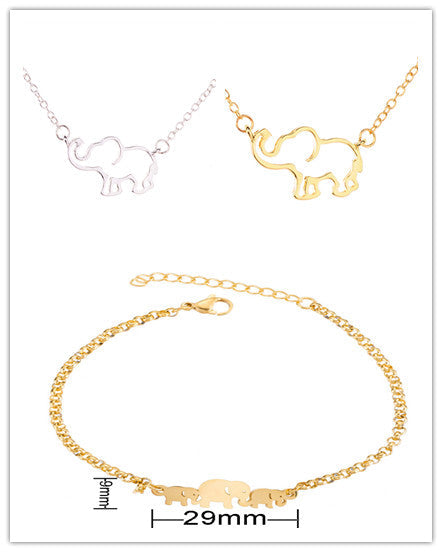 Elephant pendant necklace lucky hollow like clavicle chain