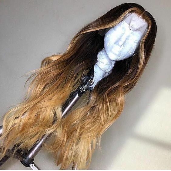 Medium dyed long curly blonde wig