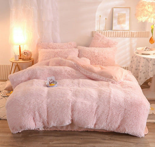 Luxury Thick Fleece Duvet Cover Queen King Winter Warm Bed Set