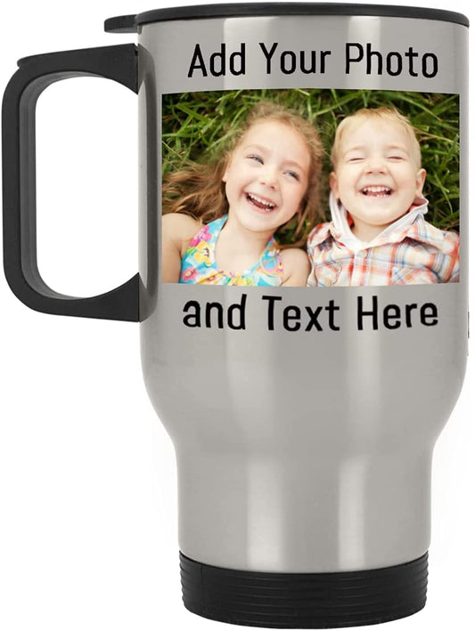 99diy Customized Travel Mug With Photo Picture And Text, Print On Demand 14oz Stainless Steel Cup, Made In USA & Ships To The USA Only