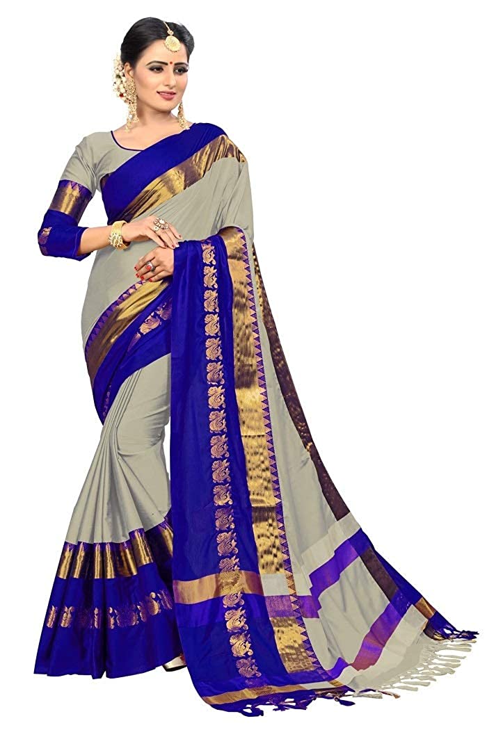 Designer Sarees Women's Banarasi Cotton Silk Saree With Blouse Piece Indian Sari Traditional Saree Wedding Dress Handmade Famous Actress Style Party Wear Free Size Ethenic Wear Clothes For Wo