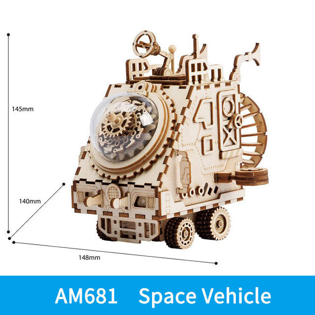 Robotime ROKR Robot Steampunk Music Box 3D Wooden Puzzle Assembled Model Building Kit Toys For Children Birthday Gift