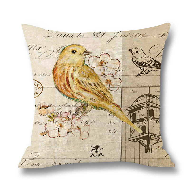 Printed Throw Pillow Linen Cushion Waist Pillow Case