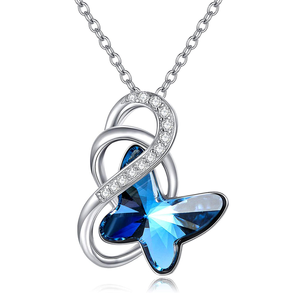 Sterling Silver Infinity Butterfly Pendant with Crystal Gifts for Women