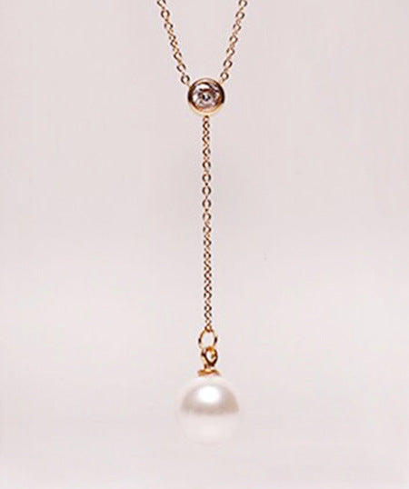 Stainless steel plated 18K rose gold single drill necklace