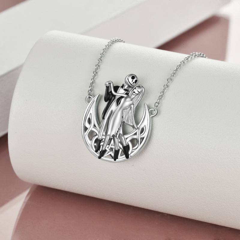 Nightmare Before Christmas Necklace Gifts Sterling Silver Jack Skellington Infinity Heart Necklace Skull Jewelry Birthday Gifts for Women