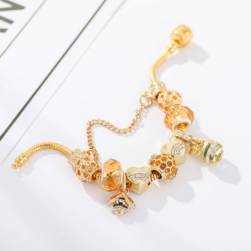 European and American fashion alloy gold-plated DIY hardworking bee ladies bracelet jewelry