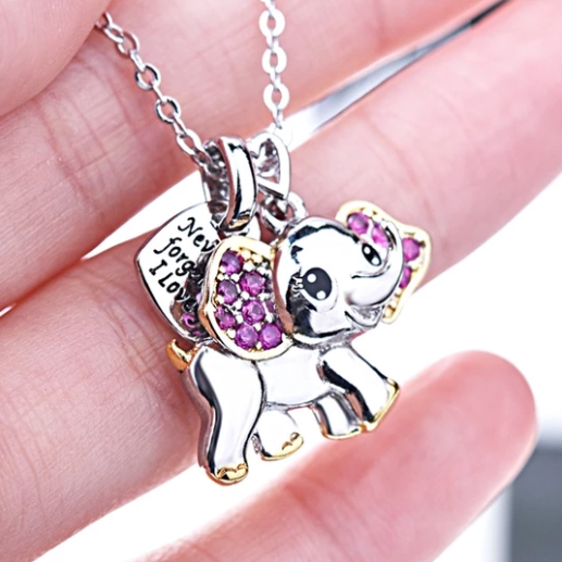 Blue Cute Elephant Women Necklace