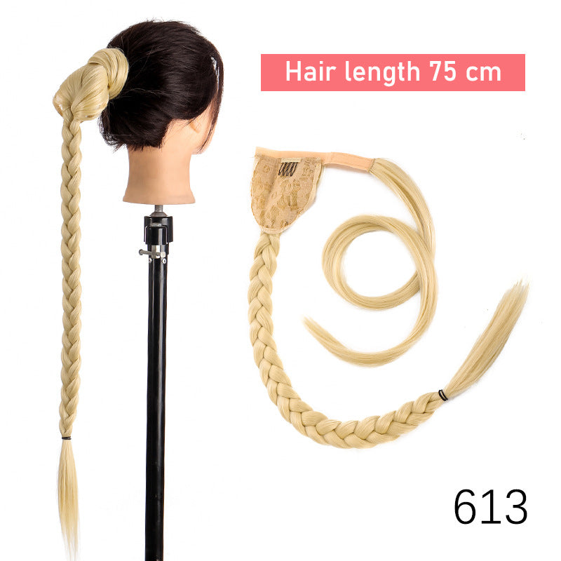 Wig Ponytail Women's Long Hair Velcro Fishbone Braid