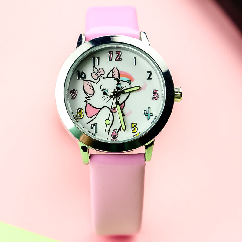 Cute cat luminous pointer strap watch