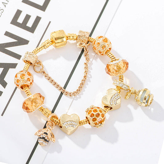 European and American fashion alloy gold-plated DIY hardworking bee ladies bracelet jewelry