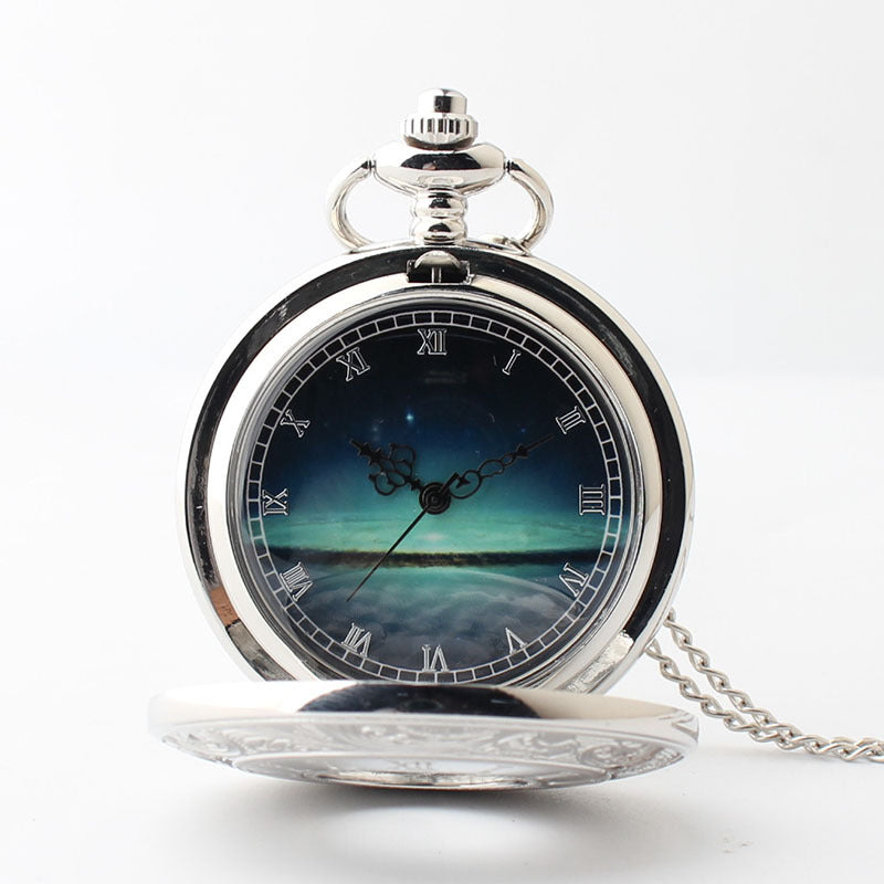 Starry sky Roman scale quartz pendant pocket watch