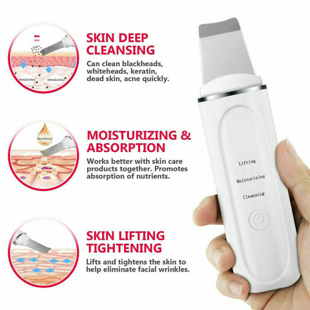 Mini Portable Rechargeable Ultrasonic Facial Skin Scrubber Vibration Cleansing