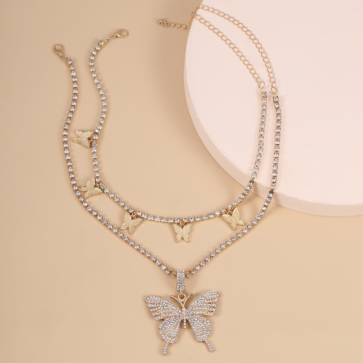 Multi-layered necklace butterfly necklace