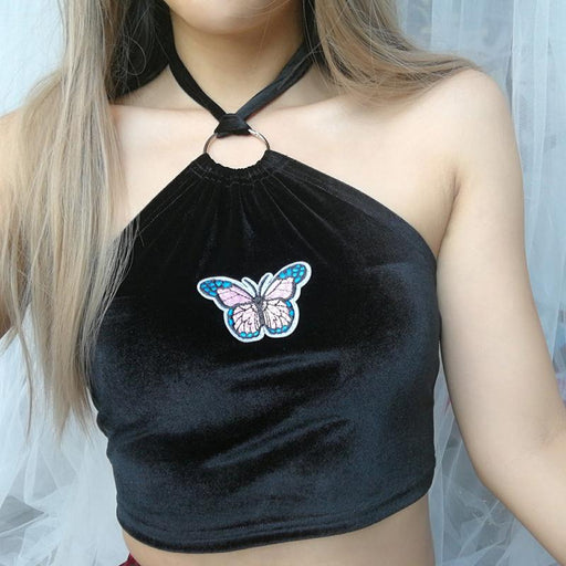 BUTTERFLY VELVET CROP TOP