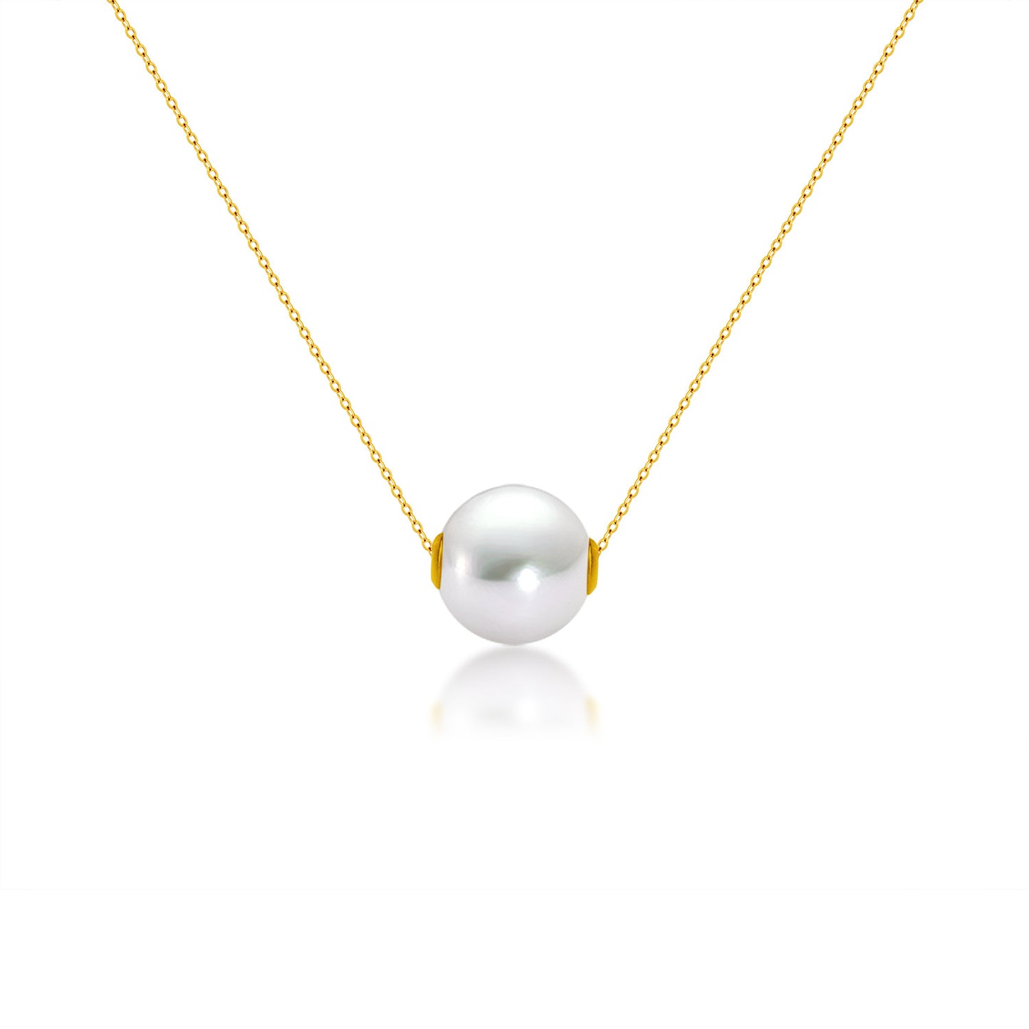 18K Gold Round Pearl Necklace Clavicle Chain