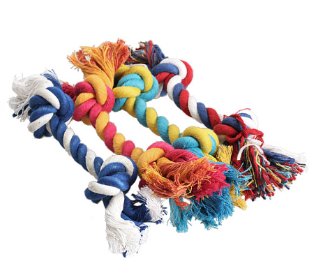 Dog bite rope toy dog rope knot molar bite-resistant color double knot cotton rope toy