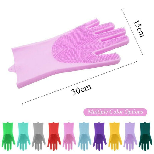 Pair Magic Scrubber Silicone Dishwashing Gloves For Home Cleaning Random Color