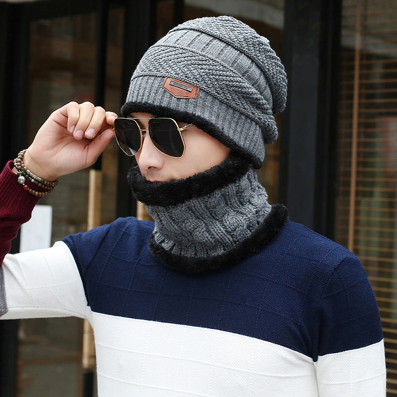 Men's Knitted Wool Hat Casual Warm Bib