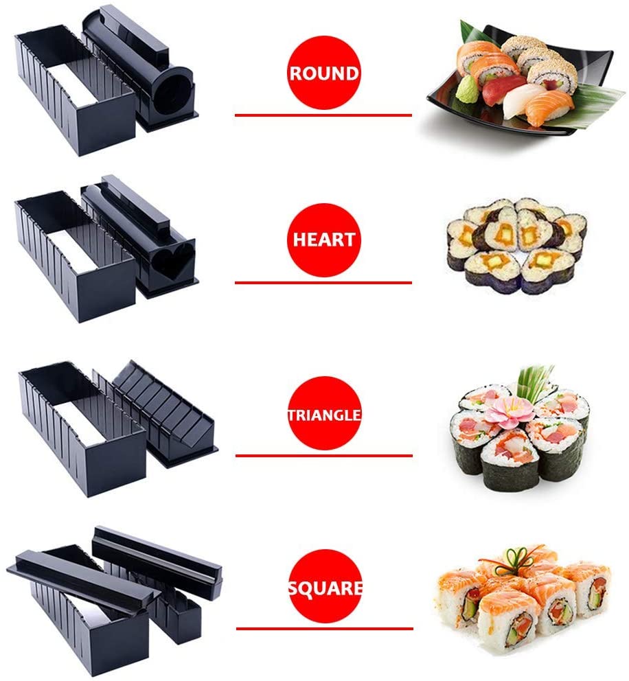 High-quality Plastic Manual Sushi Making Tool Kit with 5 Sushi Roll Molds