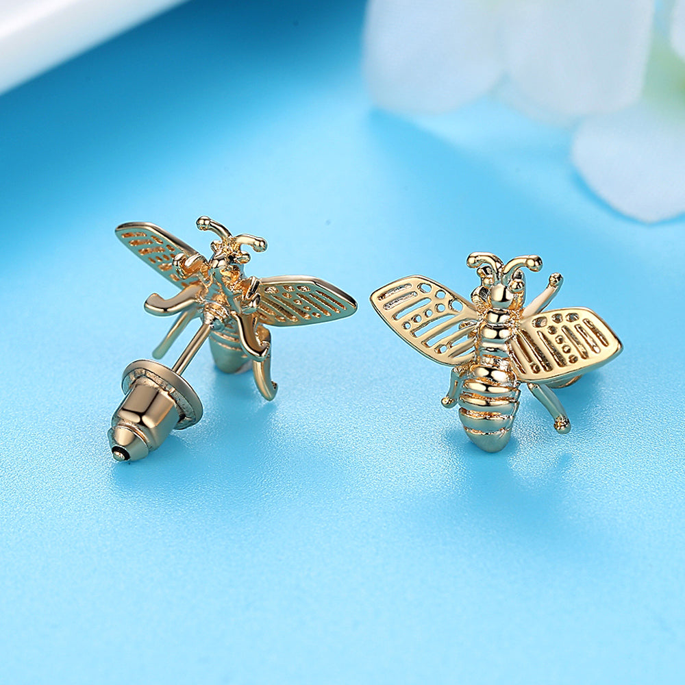 3 Styles Korean Inlaid Crystal Rhinestone Bee Earings For Women Sweet Beauty Simple Atmosphere Stud Earrings D333