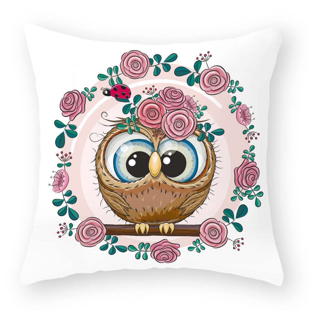 Cute Owl Peach Skin Pillow Case