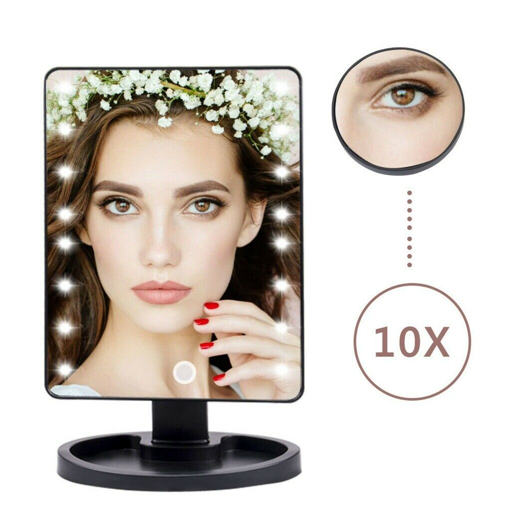 Professional 22 LED Makeup Mirror Light Portable Rotation Vanity Lights Lamp Touch Bright Adjustable USB Or Battery Use 22 LED Makeup Mirror Lighted Stand Tabletop Touch Screen Vanity White o