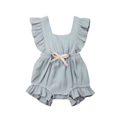 Lotus leaf lace sleeve bow baby dress