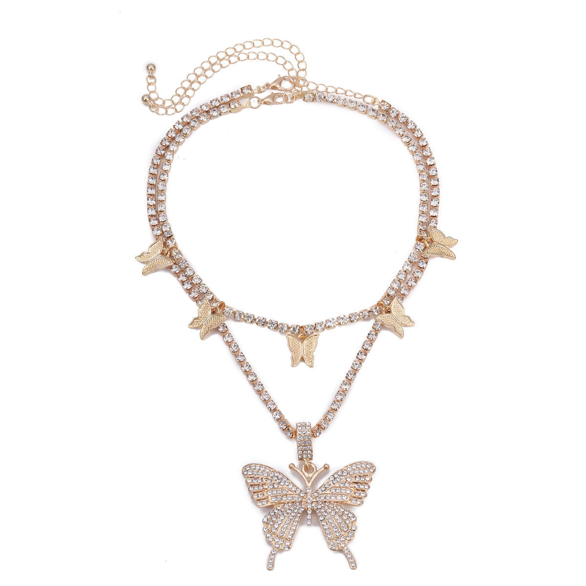 Multi-layered necklace butterfly necklace