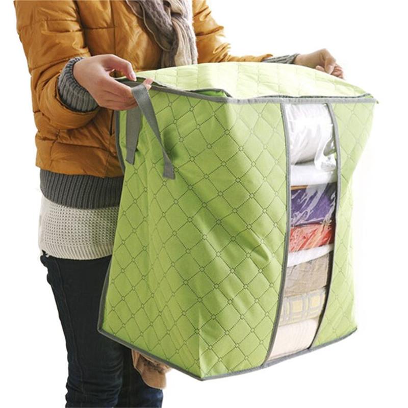 Storage Bag Box Portable Organizer Non Woven Underbed Pouch Storage Box Bamboo Clothing Storage Bag