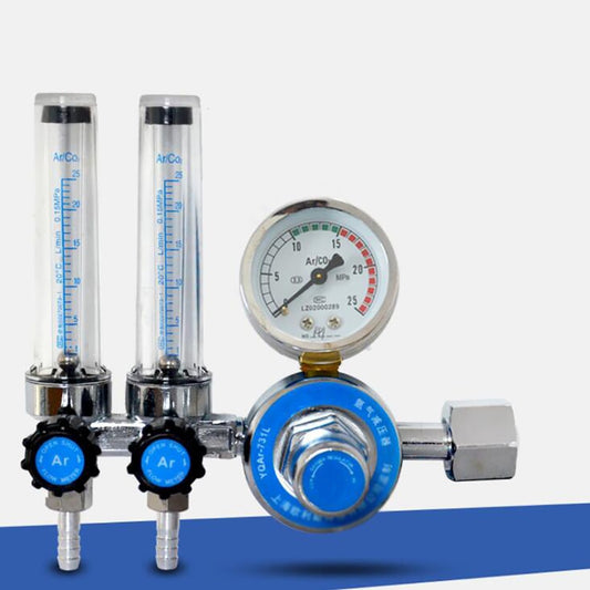 Argon Gas Flowmeter Regulator Shock-proof Pressure Reducer Gauge Single / Double Tube Flowmeter for Argon Arc Welding, G5/8