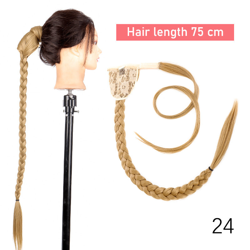 Wig Ponytail Women's Long Hair Velcro Fishbone Braid