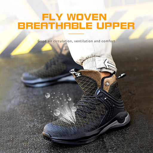 High-top Safety Shoes Construction Protective Footwear Men Steel Toe Shoes Breathable Hiking Boots Puncture Proof Work Boots