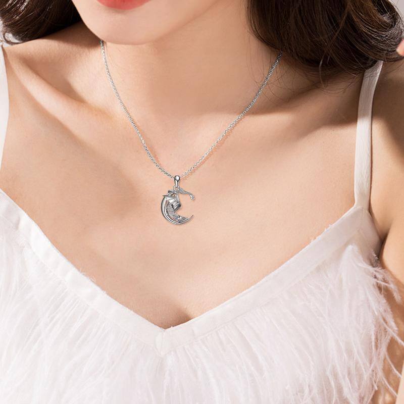 Moon necklace sterling silver dragon pendant jewelry