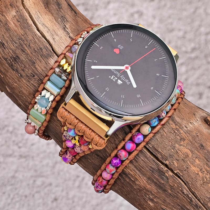 Shoushan Stone Bead Watch With Bracelet