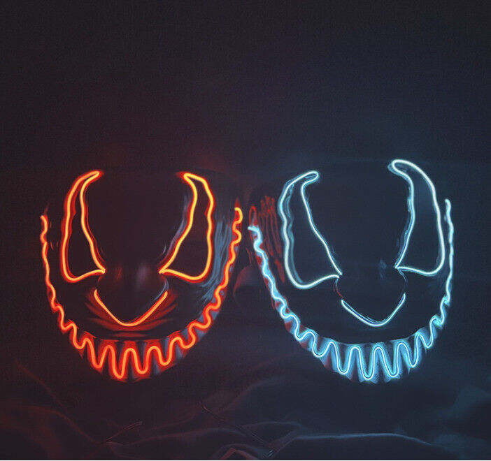 Halloween Clubbing Light Up LED Mask Costume Rave Cosplay Party Purge 3 Modes