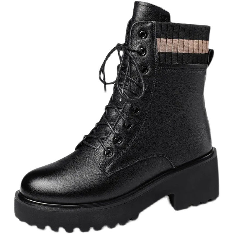 Schoolgirls Korean Style Thick Sole Fleece Martin Boots