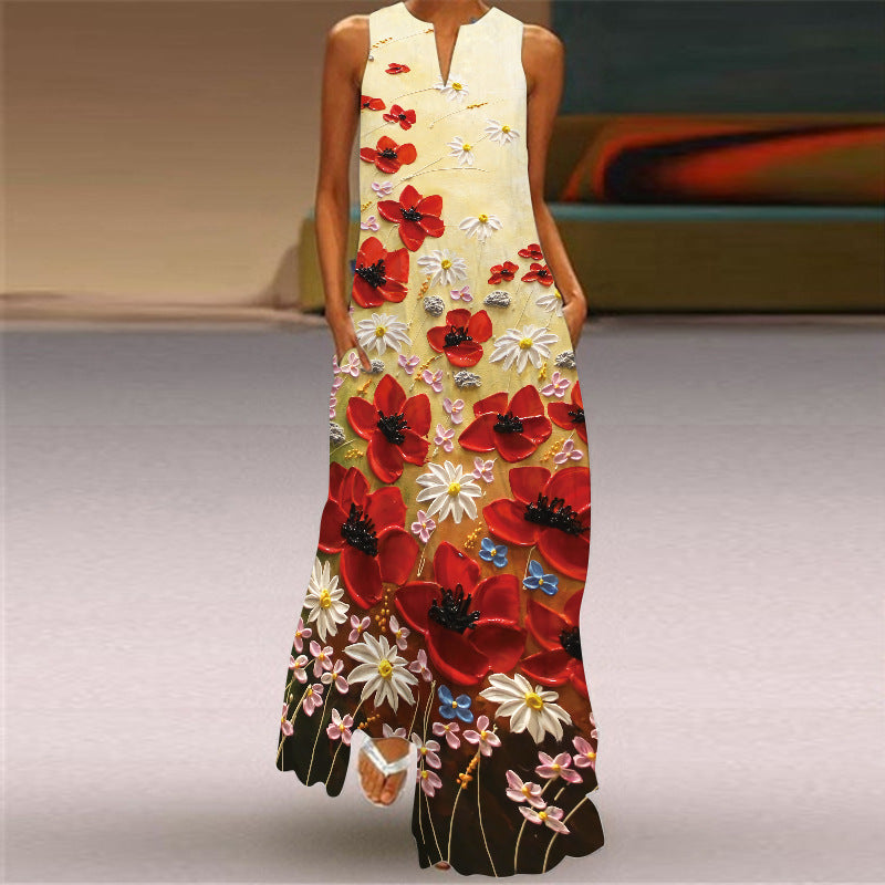 Women's Sleeveless Printed Dress Summer Fashion Clothes