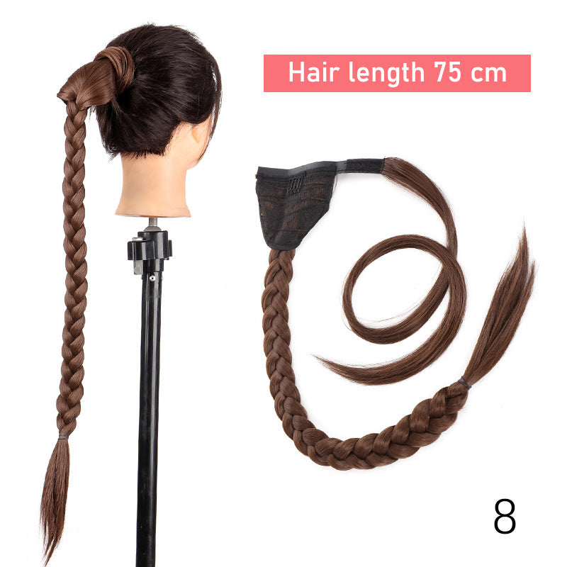 Wig Ponytail Women's Long Hair Velcro Fishbone Braid