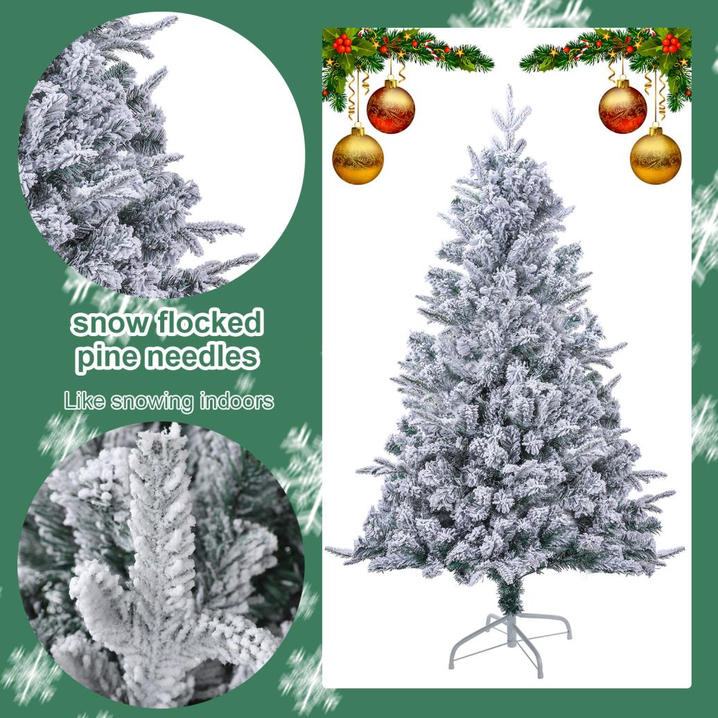 Artificial Christmas Tree White Snow Covered Xmas Decorations Decor With Stand